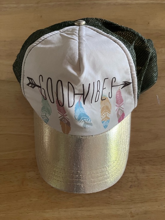 Accessories - Good Vibes Metallic Gold Trucker Hat